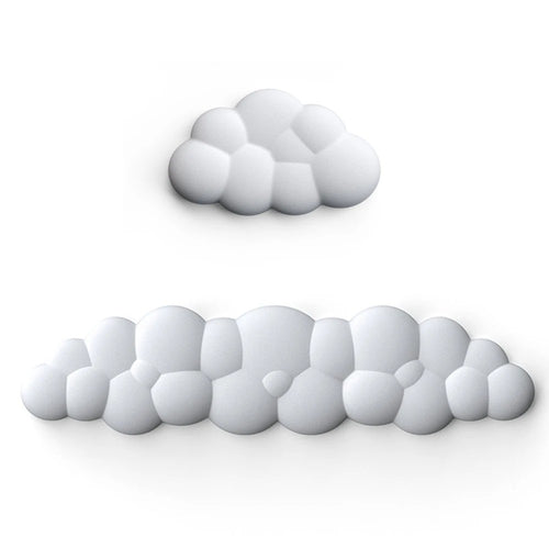 Weisses Handgelenkauflage-Set Cloud in Wolkenform: grosse Auflage für die Tastatur, kleine für die Maus