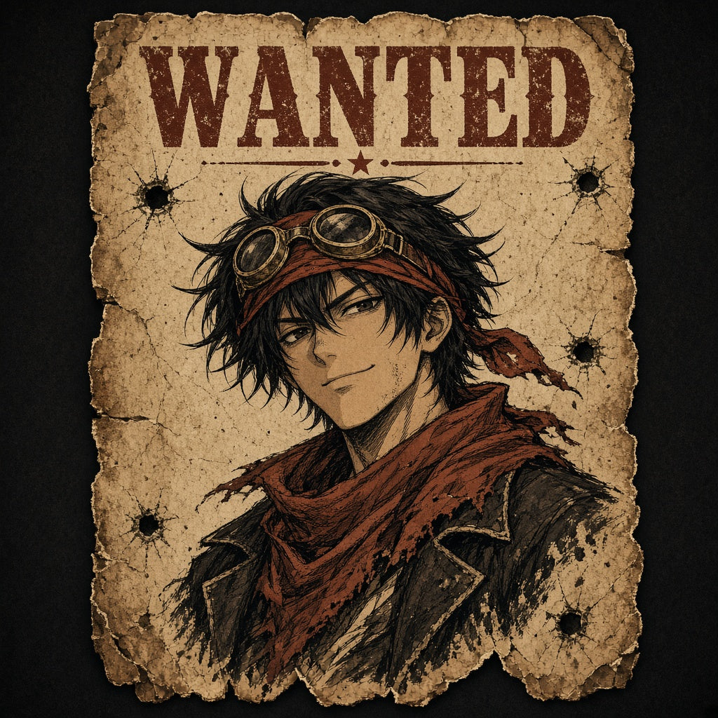 T-Shirt-Motiv: Wanted-Steckbrief des Outlaws Jin